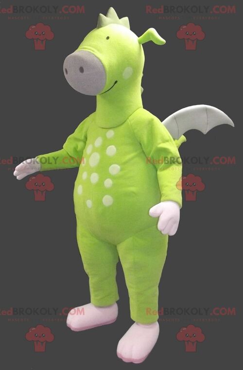 Neon green dragon REDBROKOLY mascot , REDBROKO__0368