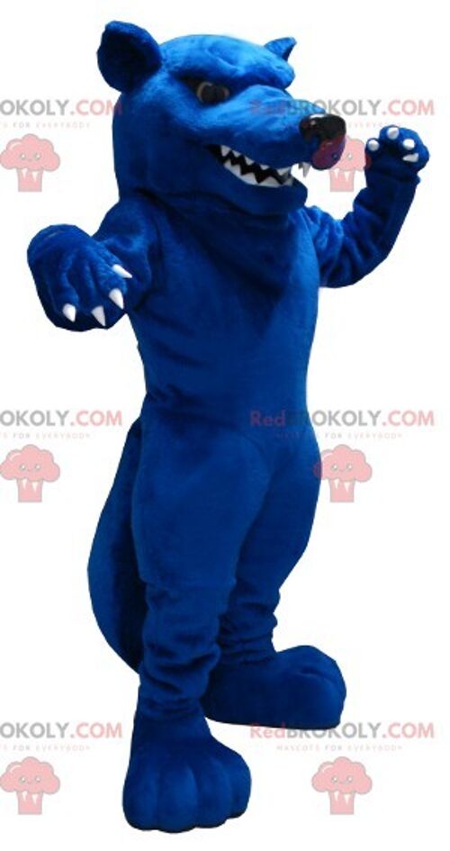 Giant blue rat REDBROKOLY mascot looking nasty , REDBROKO__0378