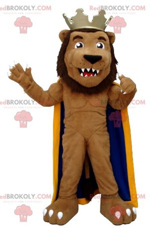 Lion REDBROKOLY mascot dressed as a king , REDBROKO__0380
