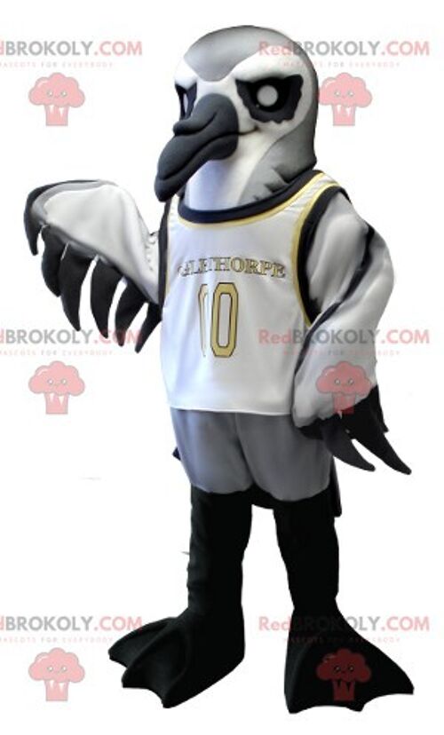 REDBROKOLY mascot sea bird gray white and black , REDBROKO__0415