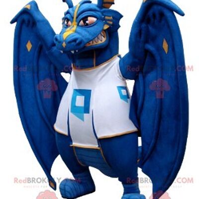 Blue and white dragon REDBROKOLY mascot , REDBROKO__0468