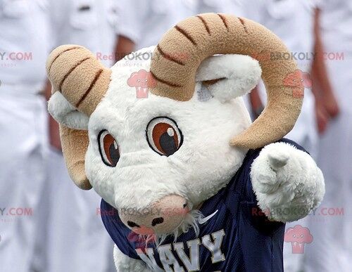 White and brown goat ram REDBROKOLY mascot , REDBROKO__0481