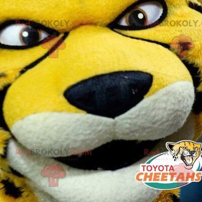 Black and white yellow tiger cheetah REDBROKOLY mascot , REDBROKO__0507