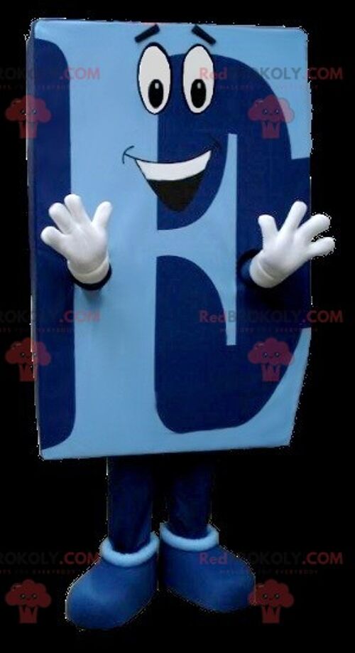 Blue capital letter E REDBROKOLY mascot , REDBROKO__0511