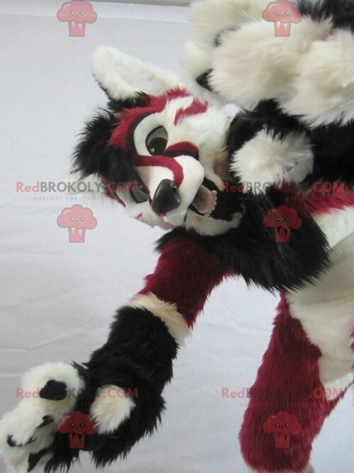Cheetah REDBROKOLY mascot red white and black , REDBROKO__0556