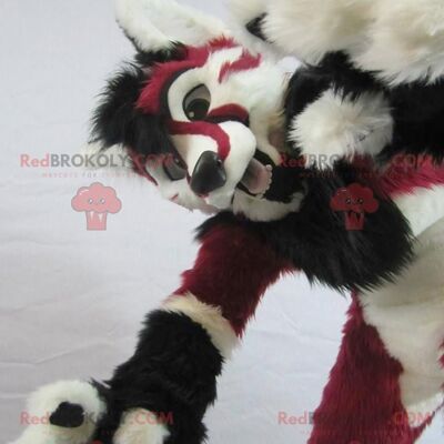 Cheetah REDBROKOLY mascotte rosso bianco e nero , REDBROKO__0556