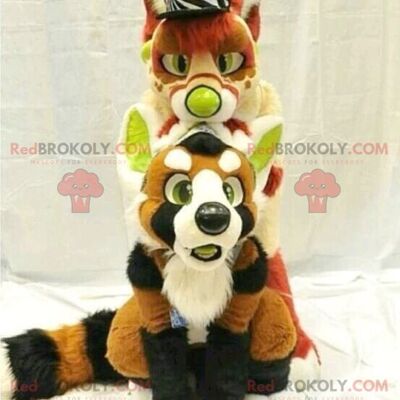 2 dog fox REDBROKOLY mascots , REDBROKO__0558