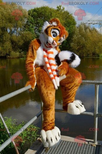 Mascotte de REDBROKOLY mignon tigre orange blanc et noir, REDBROKO__0569