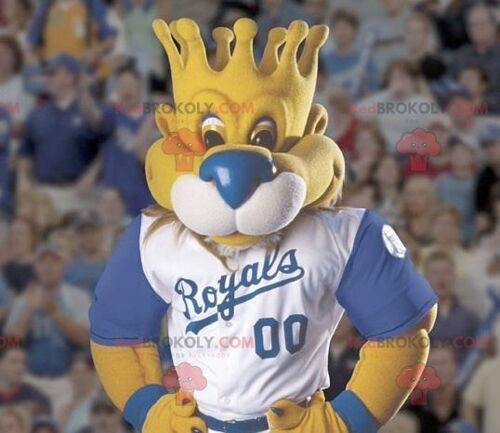 Lion REDBROKOLY mascot with head in the shape of a crown , REDBROKO__0570