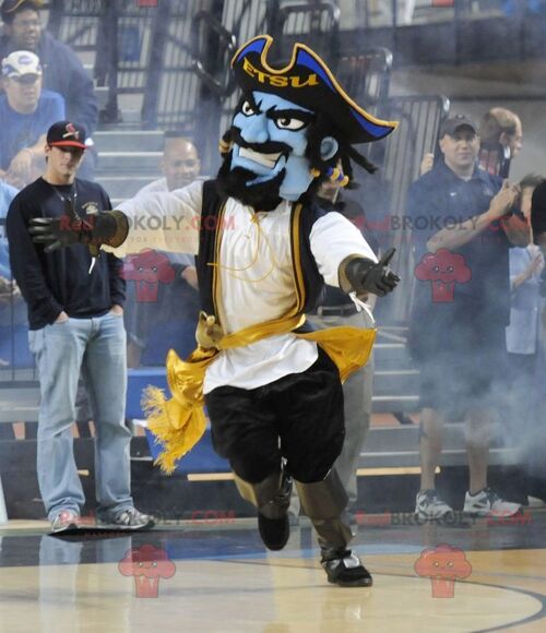 Blue pirate REDBROKOLY mascot in traditional dress , REDBROKO__0581