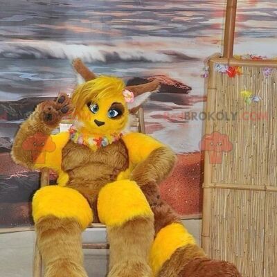 Yellow and brown fox REDBROKOLY mascot , REDBROKO__0584