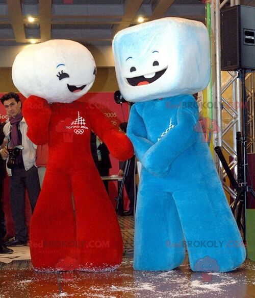 2 marshmallow REDBROKOLY mascots of sugar cubes , REDBROKO__0585