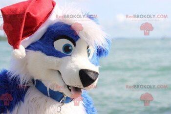 Mascotte de chien bleu et blanc REDBROKOLY, REDBROKO__0593