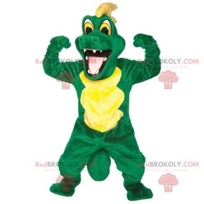 Green and yellow crocodile REDBROKOLY mascot , REDBROKO__0658