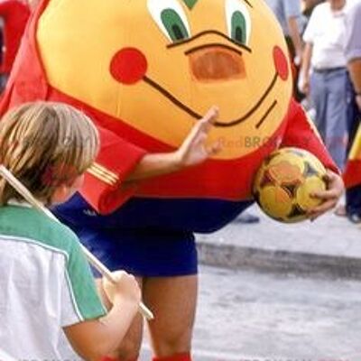 Giant tangerine orange REDBROKOLY mascot in sportswear , REDBROKO__0682