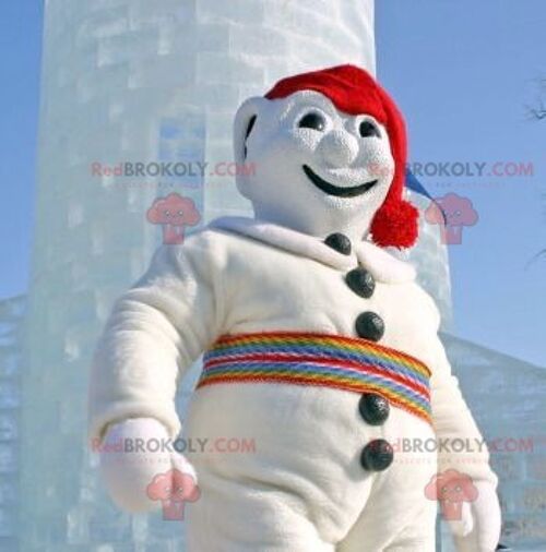 All white snowman REDBROKOLY mascot , REDBROKO__0696