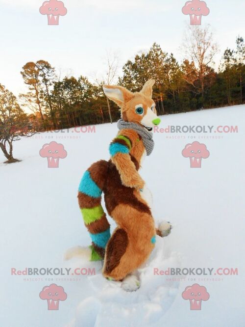 Multicolored fox REDBROKOLY mascot , REDBROKO__0703
