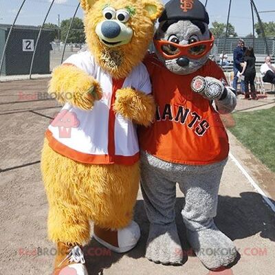 2 REDBROKOLY mascots: a beige bear and a gray sea lion , REDBROKO__0715