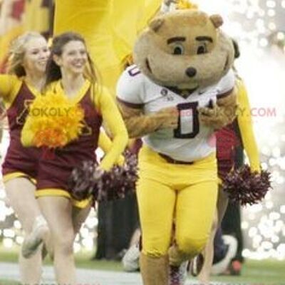 Brown bear REDBROKOLY mascot in sportswear , REDBROKO__0719