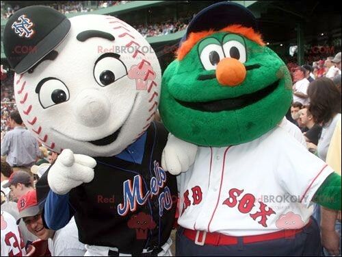 2 REDBROKOLY mascots: a green monster and a baseball , REDBROKO__0724