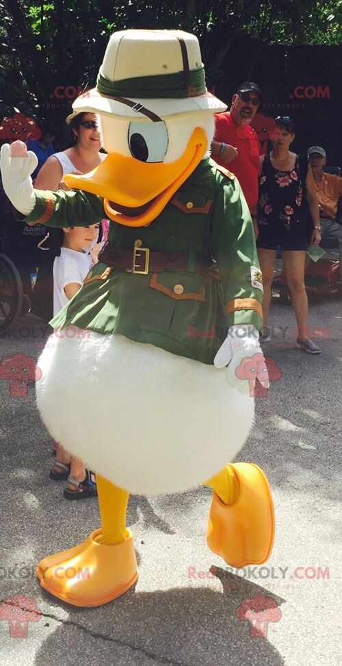 Donald Duck REDBROKOLY mascot dressed as an explorer , REDBROKO__0733