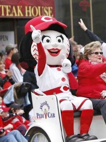 Mascotte de fille REDBROKOLY avec une tête en forme de balle de baseball, REDBROKO__0750 3