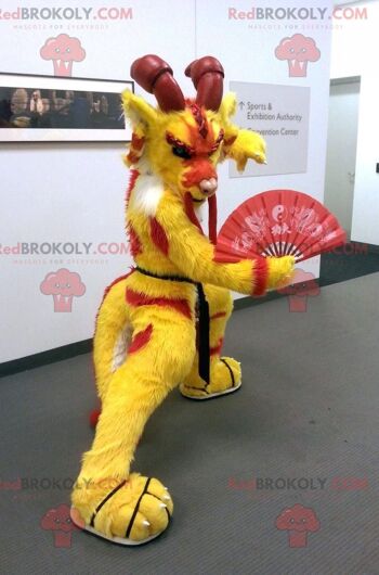 Mascotte de bouc chamois dragon chinois rouge et jaune REDBROKOLY, REDBROKO__0754