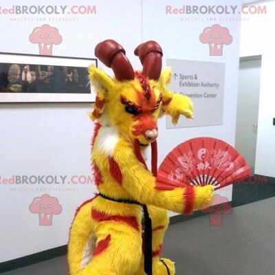 Red and yellow Chinese dragon chamois goat REDBROKOLY mascot , REDBROKO__0754