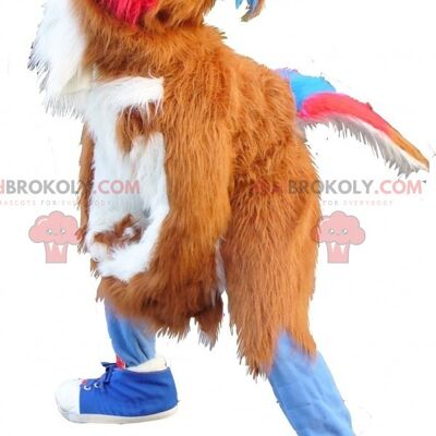 REDBROKOLY mascot bird brown white red and blue , REDBROKO__0764