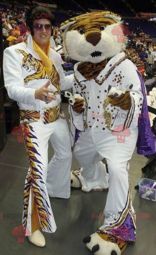 Tiger REDBROKOLY mascot dressed as Elvis , REDBROKO__0765