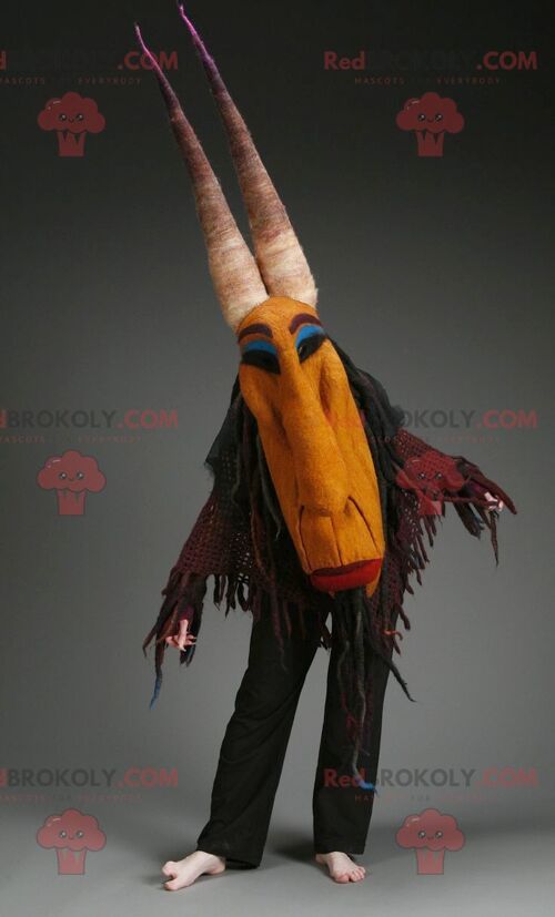 Witch REDBROKOLY mascot with horns , REDBROKO__0769