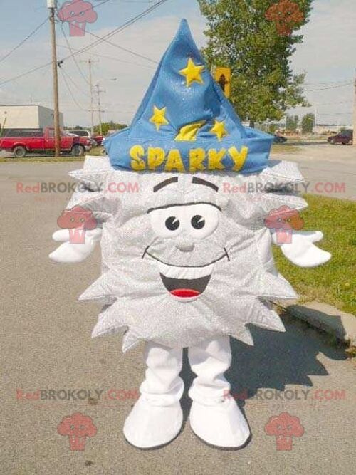 Silver star REDBROKOLY mascot with a magician's hat , REDBROKO__0811