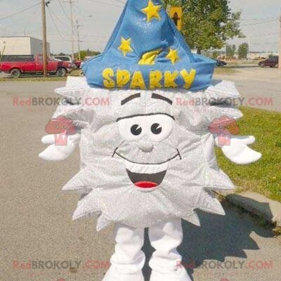 Silver star REDBROKOLY mascot with a magician's hat , REDBROKO__0811