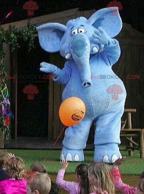 Giant blue elephant REDBROKOLY mascot , REDBROKO__0820
