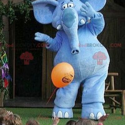 Giant blue elephant REDBROKOLY mascot , REDBROKO__0820