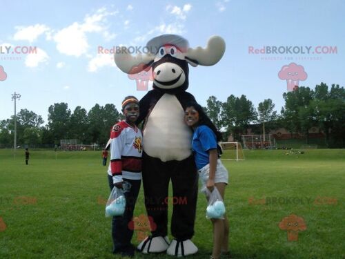 Black and white caribou moose REDBROKOLY mascot , REDBROKO__0876