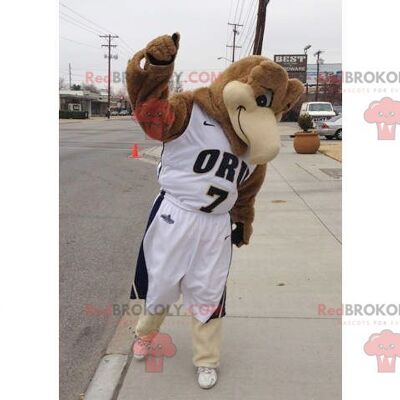 Brown bird REDBROKOLY mascot in sportswear , REDBROKO__0913