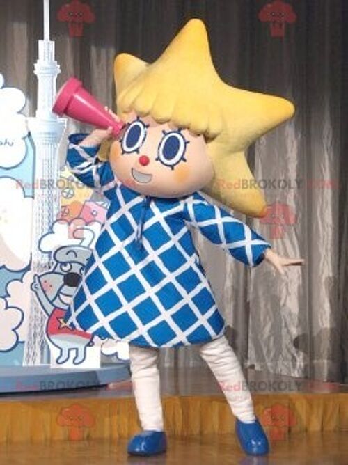 Little girl REDBROKOLY mascot with the head in the shape of a star , REDBROKO__0917