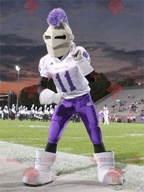 Knight REDBROKOLY mascot with a helmet and sportswear , REDBROKO__0960