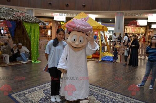 Sultan REDBROKOLY mascot in white outfit , REDBROKO__0979