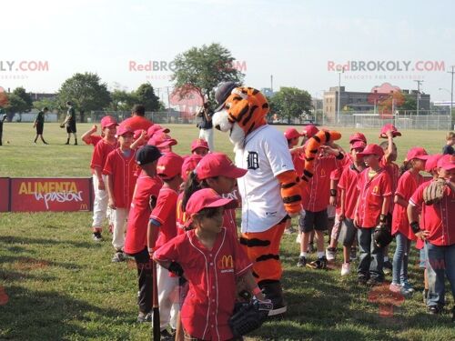 White and black orange tiger REDBROKOLY mascot , REDBROKO__0992