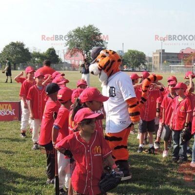 White and black orange tiger REDBROKOLY mascot , REDBROKO__0992