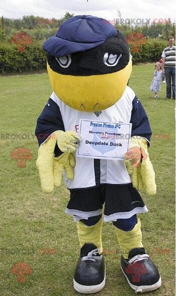 Deepdale Duck oiseau jaune et noir mascotte REDBROKOLY, REDBROKO__0997