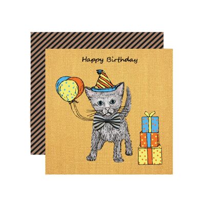 Handmade Birthday Kitten Cat Greetings Card