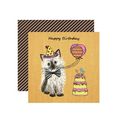 Handmade Birthday Kitten Cat Greetings Card