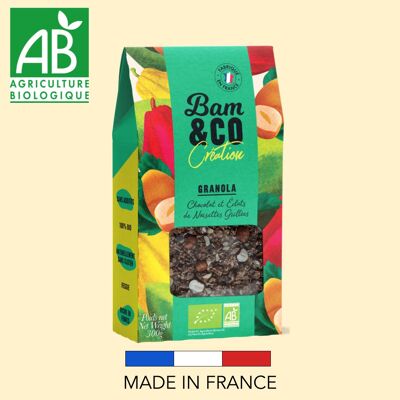 Granola al cioccolato con granella di nocciole tostate bio