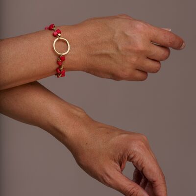 Zierliches Tagua-Armband - Rot