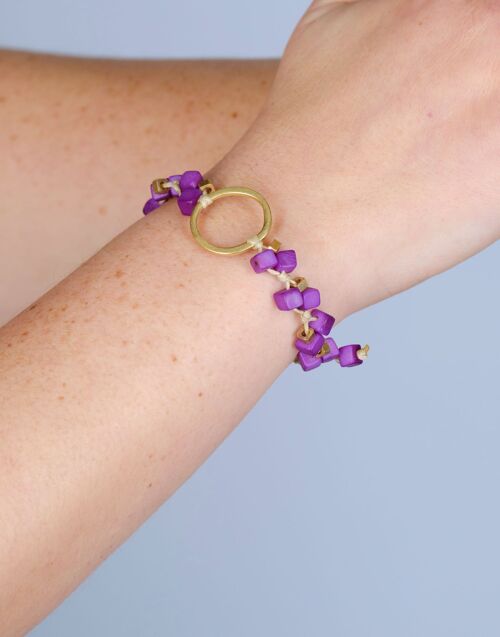 Dainty Tagua Bracelet - Purple