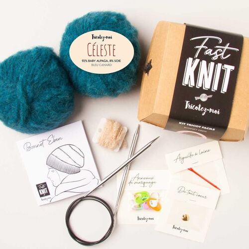Fast Knit Bonnet Eben bleu canard/ambre