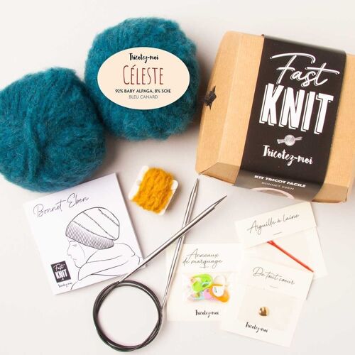 Fast Knit Bonnet Eben bleu canard/sable